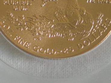 25 $ Dollar "Gold Eagle" First Strike, USA 2005, 1/2 oz Feingold, MS69, PCGS 89978