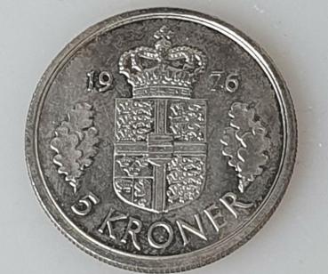 Preview: 5 Kroner, Daenemark, Kursmuenze aus dem Jahr 1976