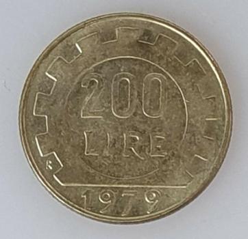 200 Lire, Italien, Kursmünze aus dem Jahr 1979