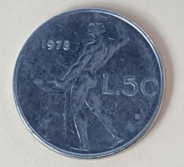 50 Lire, Italien, Kursmünze aus dem Jahr 1973