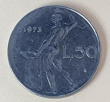 50 Lire, Italien, Kursmünze aus dem Jahr 1975