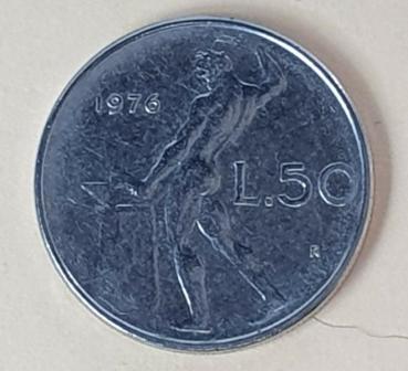 50 Lire, Italien, Kursmünze aus dem Jahr 1976