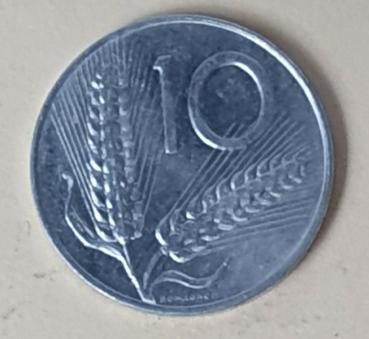 10 Lire, Italien, Kursmünze aus dem Jahr 1975