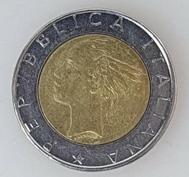 500 Lire, Italien, Kursmünze aus dem Jahr 1986
