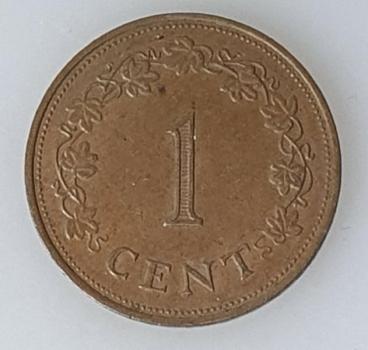 1 Cent, Malta, Kursmünze aus dem Jahr 1977