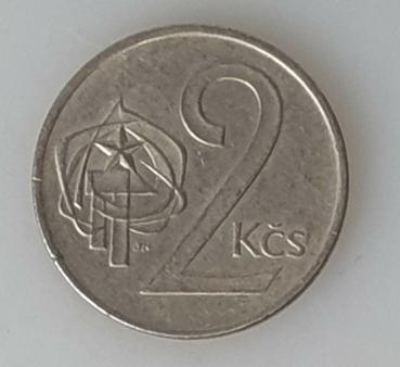 2 Kronen, Tschechoslowakei, Kursmünze aus dem Jahr 1972