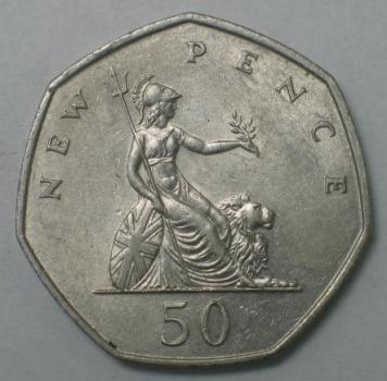 50 New Pence Elisabeth II 1970, Großbritannien