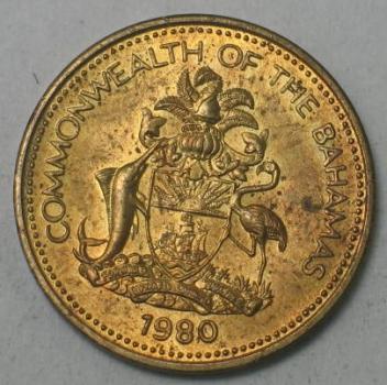 Preview: 1 Cent -Grosser Netzseestern- 1980, Bahamas