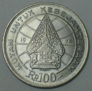 Preview: 100 Rupiah -Forstwirtschaft für Wohlstand- 1978, Indonesien