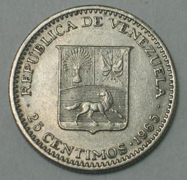 25 Centimos 1965, Venezuela