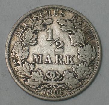 1/2 Mark 1906 A, Deutschland - Silber