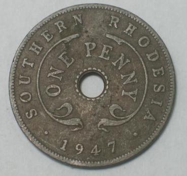 1 Penny -One Penny- 1947, Südrhodesien -Georg VI- Britische Kolonie 1942-1947