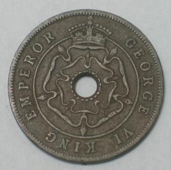 Preview: 1 Penny -One Penny- 1947, Südrhodesien -Georg VI- Britische Kolonie 1942-1947