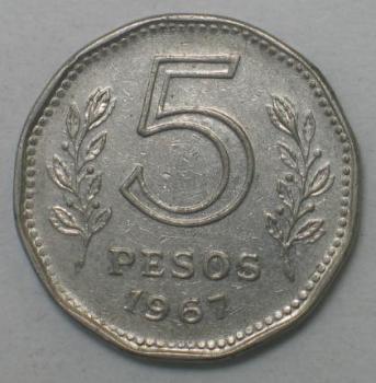 5 Pesos 1967, Argentinien