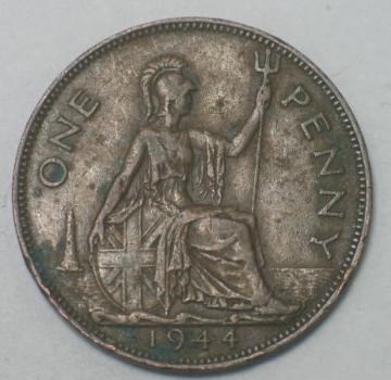 1 Penny -One Penny- 1944, Großbritannien -Georg VI- 1937-1948