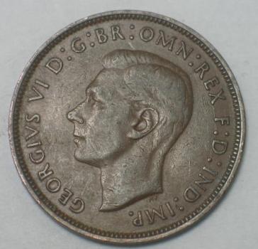 1 Penny -One Penny- 1947, Großbritannien -Georg VI- 1937-1948