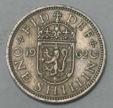 1 Shilling Elisabeth II 1962, Großbritannien, One Shilling 3 Löwen