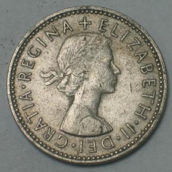 Preview: 1 Shilling Elisabeth II 1956, Großbritannien, One Shilling 3 Löwen