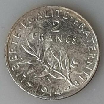 Preview: 2 Francs 1914 Marianne, Frankreich, 835er Silbermünze
