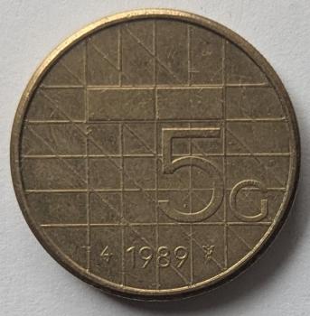 5 Gulden 1989, Königin Beatrix, Niederlande