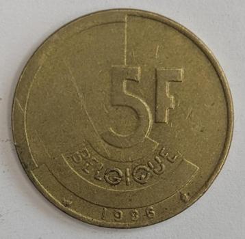 5 Francs 1986, Baudouin I, Belgien