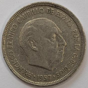 Preview: 5 Pesetas 1957, Francesco Franco, Spanien