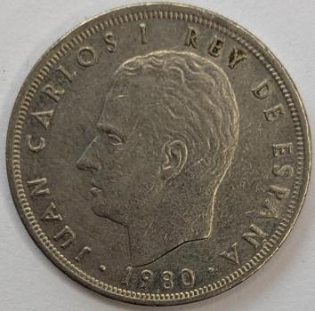 Preview: 5 Pesetas 1980,Fussball WM 82, König Juan Carlos I, Spanien