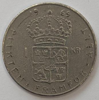 1 Krone 1969, König Gustaf VI. Adolf, Schweden