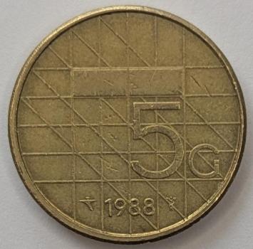 5 Gulden 1988, Königin Beatrix, Niederlande