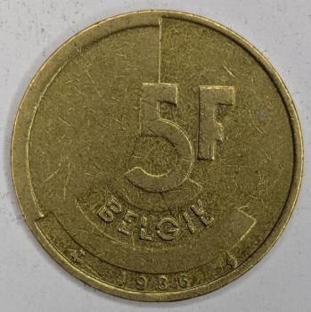 5 Franc 1986, Legende in niederländisch Belgie, Belgien