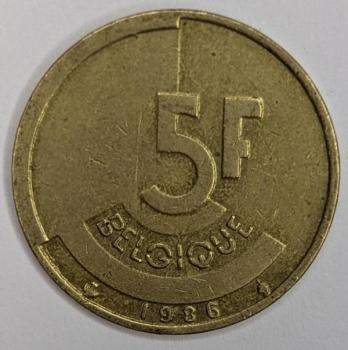 5 Franc 1986, Legende in französisch"Belgique", Belgien