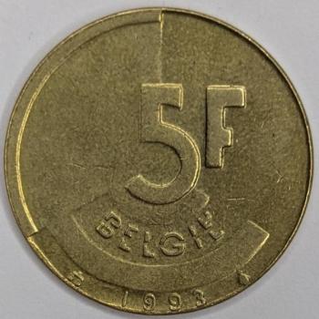5 Franc 1993, Legende in niederländisch Belgie, Belgien