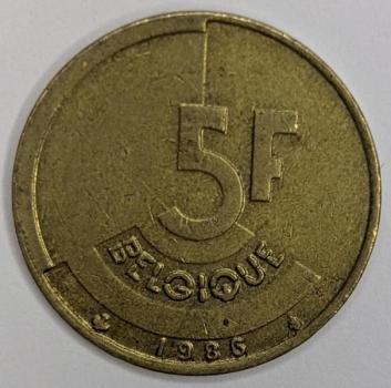 5 Franc 1986, Legende in französisch"Belgique", Belgien