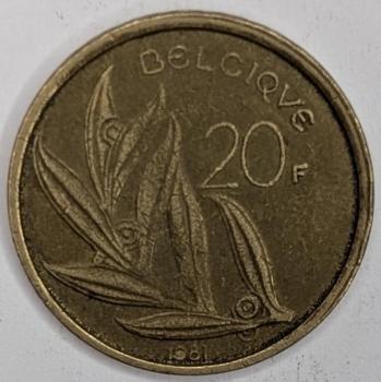 20 Franc 1981, Legende in französisch"Belgique", König Baudouin I, Belgien
