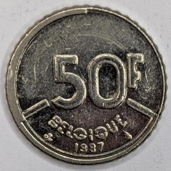 50 Franc 1987, Legende in französisch-" Belgique", König Baudouin I, Belgien