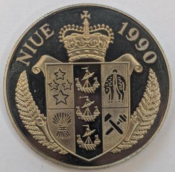 Preview: 5 Dollar 1990,Gedenkmünze Fussball WM Italien 1990, Neuseeland