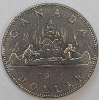 1 Dollar 1972, Kanu Königin Elizabeth II., Kanada, Silber 500er