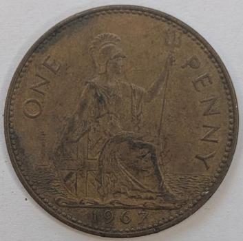 1 Penny 1967, Königin Elizabeth II., Großbritannien