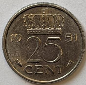 25 Cent 1951, Königin Juliana, Niederlande