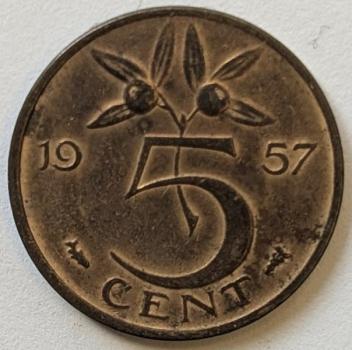5 Cent 1957, Königin Juliana, Niederlande