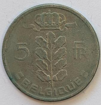 5 Franc 1966, Legende in französisch"Belgique", Belgien