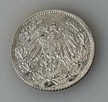 1/2 Mark 1915 D, Deutsches Reich, 900er Silbermünze