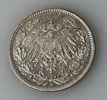 1/2 Mark 1906 D, Deutsches Reich, 900er Silbermünze
