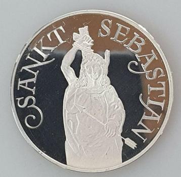 Silbermedaille Düsseldorf Sankt Sebastianus aus 1000 Silber, Gewicht: 15,0g