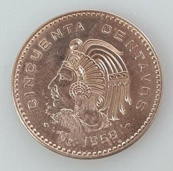 50 Centavos 1959, Mexiko, Bronze