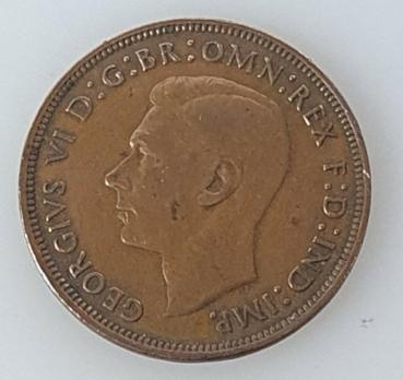 1 Penny -One Penny- 1945, Großbritannien -Georg VI- 1937-1948 -
