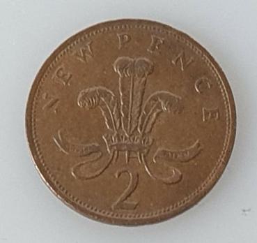2 New Pence 1980, Königin Elizabeth II., Großbritannien