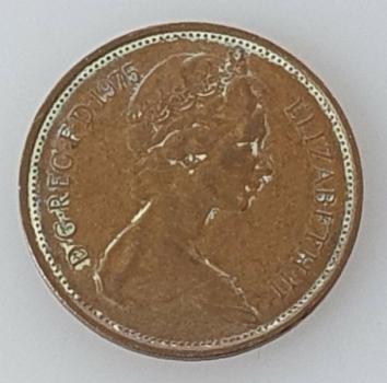 2 New Pence 1975, Königin Elizabeth II., Großbritannien