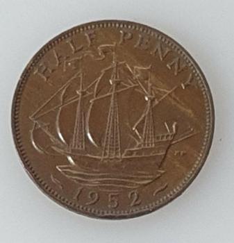 Preview: Half Penny 1952, König Georg VI, Großbritannien aus Bronze