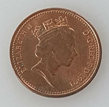 1 Penny 1991, Königin Elizabeth II. , Großbritannien